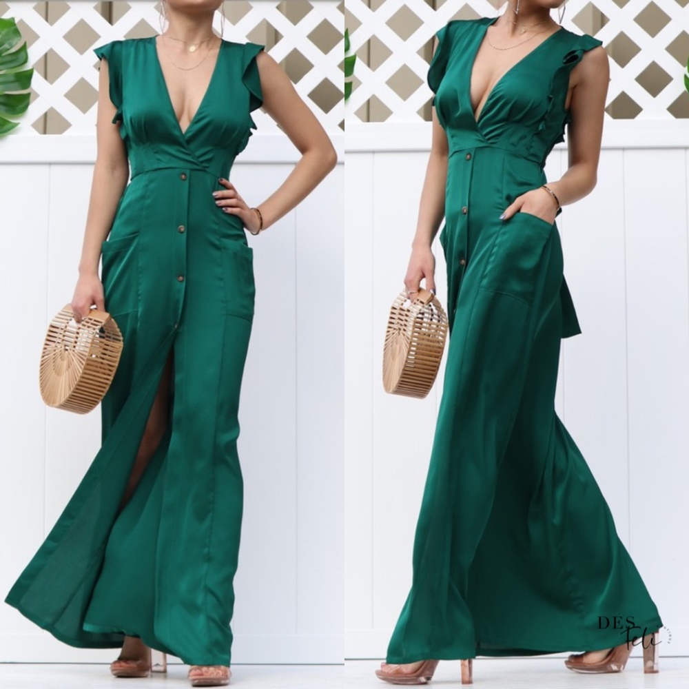 Hunter Green Maxi Dress - Picture 1 of 3